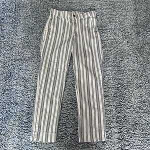 Straight leg black and white striped pants